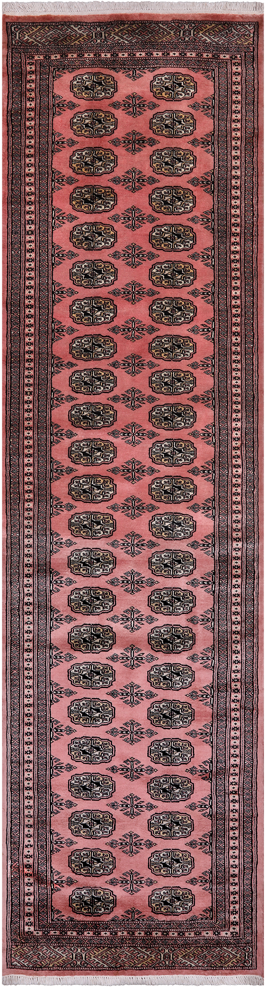 Pink Bokhara Handmade Wool Runner Rug - 2' 8" X 10' 2"