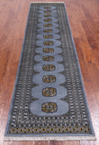 Grey Bokhara Hand Knotted Wool Runner Rug - 2' 7" X 9' 9"