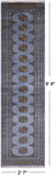 Grey Bokhara Hand Knotted Wool Runner Rug - 2' 7" X 9' 9"