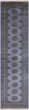 Grey Bokhara Hand Knotted Wool Runner Rug - 2' 7" X 9' 9"