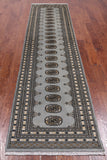 Grey Bokhara Handmade Wool Runner Rug - 2' 7" X 10' 6"