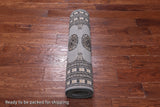 Grey Bokhara Handmade Wool Runner Rug - 2' 7" X 10' 6"