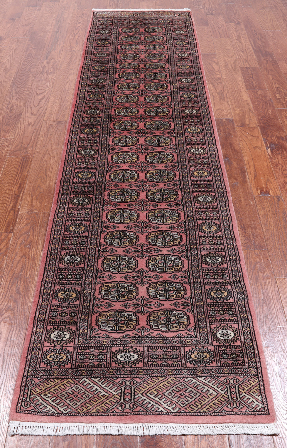 Pink Bokhara Hand Knotted Wool Runner Rug - 2' 6" X 10' 1"