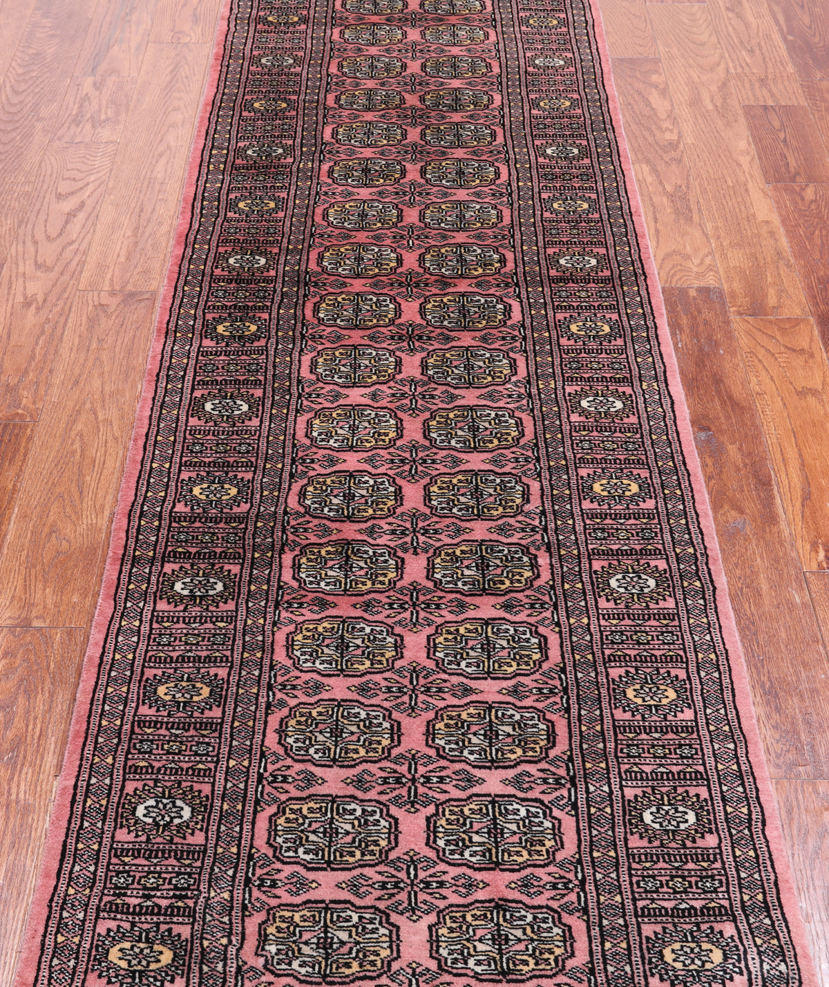 Pink Bokhara Hand Knotted Wool Runner Rug - 2' 6" X 10' 1"