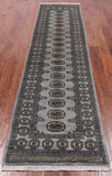 Grey Bokhara Hand-Knotted Wool Runner Rug - 2' 6" X 10' 3"