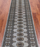 Grey Bokhara Hand-Knotted Wool Runner Rug - 2' 6" X 10' 3"