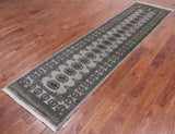Grey Bokhara Hand-Knotted Wool Runner Rug - 2' 6" X 10' 3"