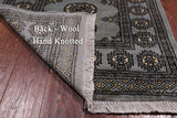 Grey Bokhara Hand-Knotted Wool Runner Rug - 2' 6" X 10' 3"