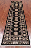 Black Bokhara Hand-Knotted Wool Runner Rug - 2' 7" X 10' 1"