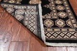 Black Bokhara Hand-Knotted Wool Runner Rug - 2' 7" X 10' 1"