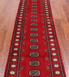 Red Bokhara Handmade Wool Runner Rug - 2' 6" X 10' 5"