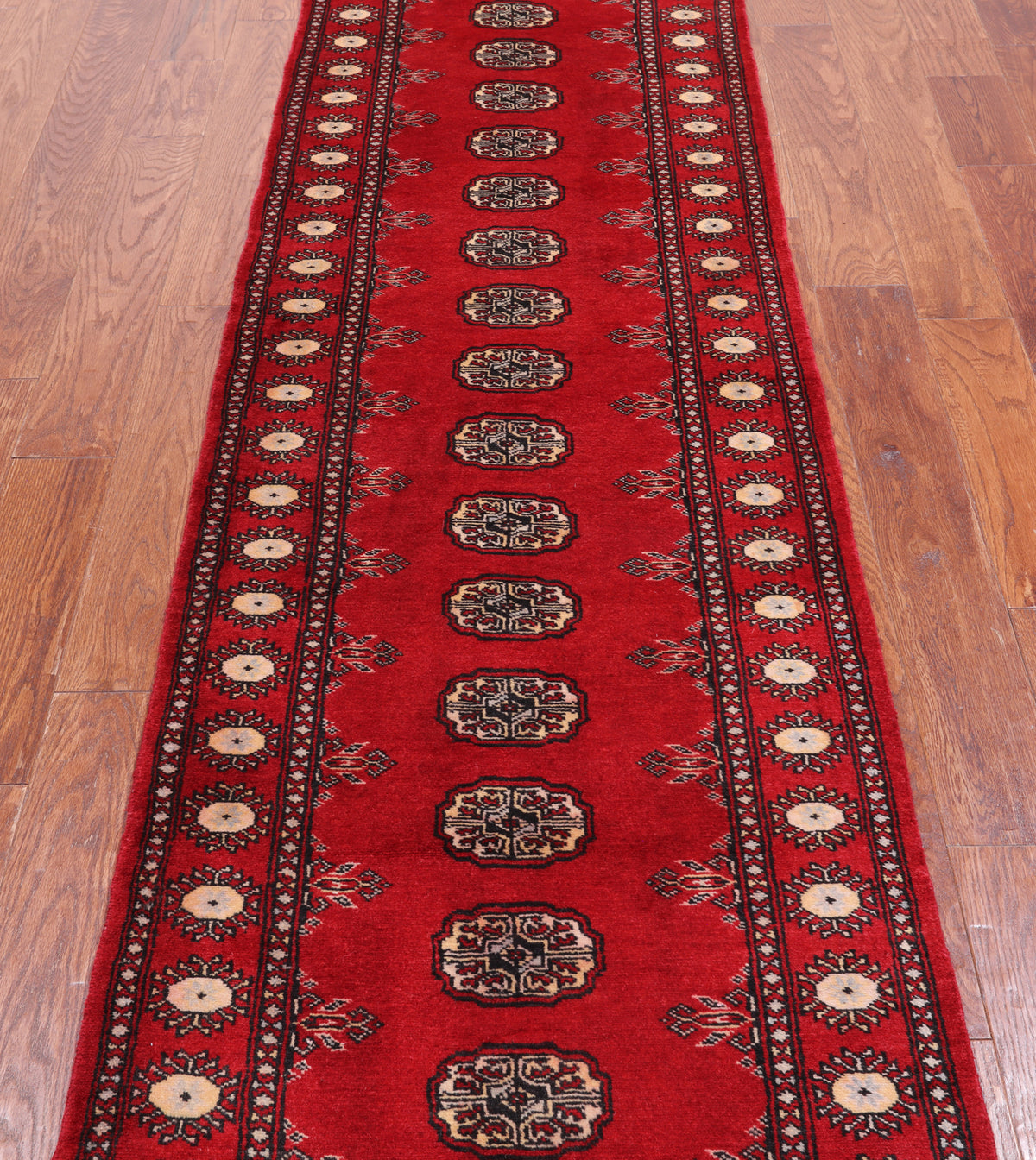 Red Bokhara Handmade Wool Runner Rug - 2' 6" X 10' 5"