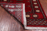 Red Bokhara Handmade Wool Runner Rug - 2' 6" X 10' 5"