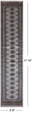 Grey Bokhara Hand-Knotted Wool Runner Rug - 2' 6" X 11' 10"