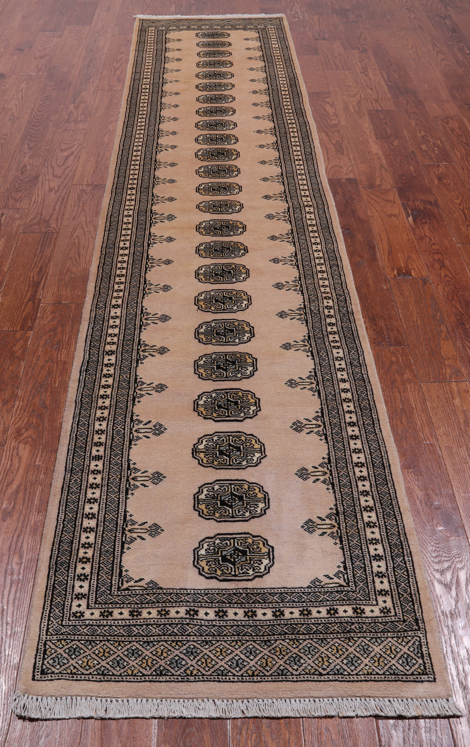 Ivory Bokhara Handmade Wool Runner Rug - 2' 7" X 12' 0"