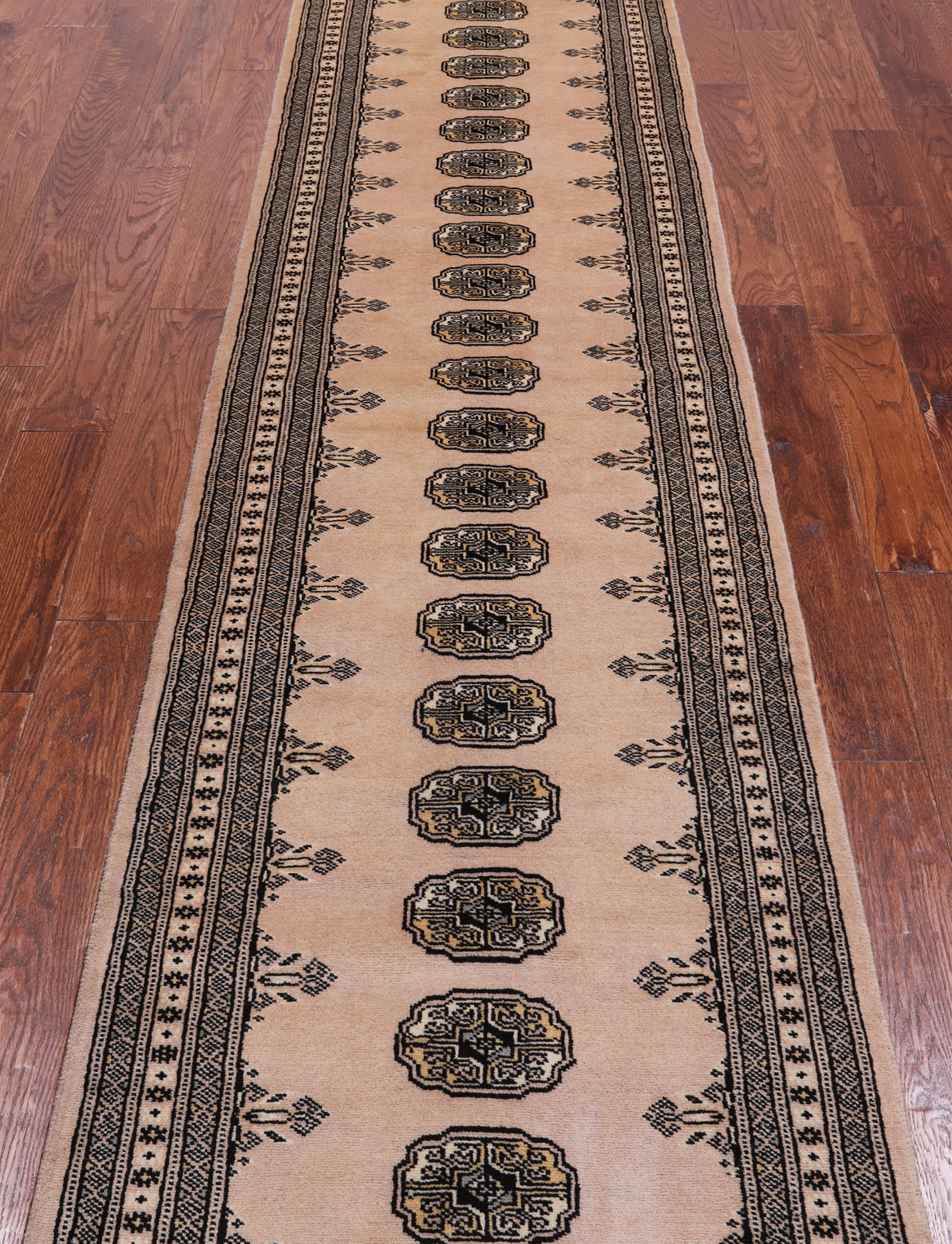 Ivory Bokhara Handmade Wool Runner Rug - 2' 7" X 12' 0"