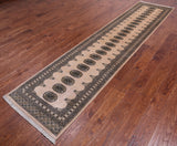 Ivory Bokhara Handmade Wool Runner Rug - 2' 7" X 12' 0"