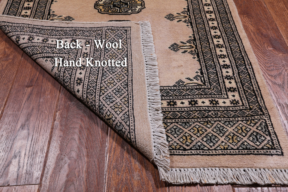 Ivory Bokhara Handmade Wool Runner Rug - 2' 7" X 12' 0"
