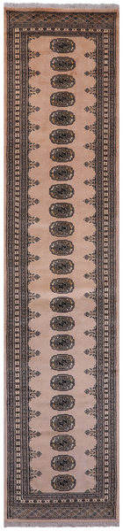 Ivory Bokhara Handmade Wool Runner Rug - 2' 7" X 12' 0"