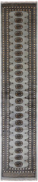 Grey Bokhara Handmade Wool Runner Rug - 2' 6" X 11' 10"