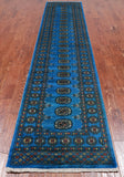 Blue Bokhara Hand Knotted Wool Runner Rug - 2' 7" X 12' 2"