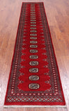 Red Bokhara Hand Knotted Wool Runner Rug - 2' 6" X 12' 0"