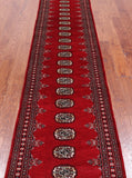 Red Bokhara Hand Knotted Wool Runner Rug - 2' 6" X 12' 0"