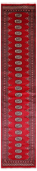 Red Bokhara Hand Knotted Wool Runner Rug - 2' 6" X 12' 0"