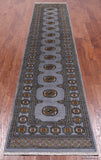 Grey Bokhara Hand Knotted Wool Runner Rug - 2' 6" X 11' 4"