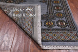 Grey Bokhara Hand Knotted Wool Runner Rug - 2' 6" X 11' 4"
