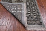 Grey Bokhara Hand Knotted Wool Runner Rug - 2' 6" X 11' 9"
