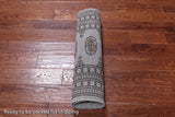 Grey Bokhara Hand Knotted Wool Runner Rug - 2' 6" X 11' 9"