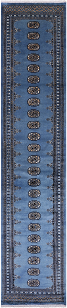 Blue Bokhara Handmade Wool Runner Rug - 2' 5" X 12' 5"
