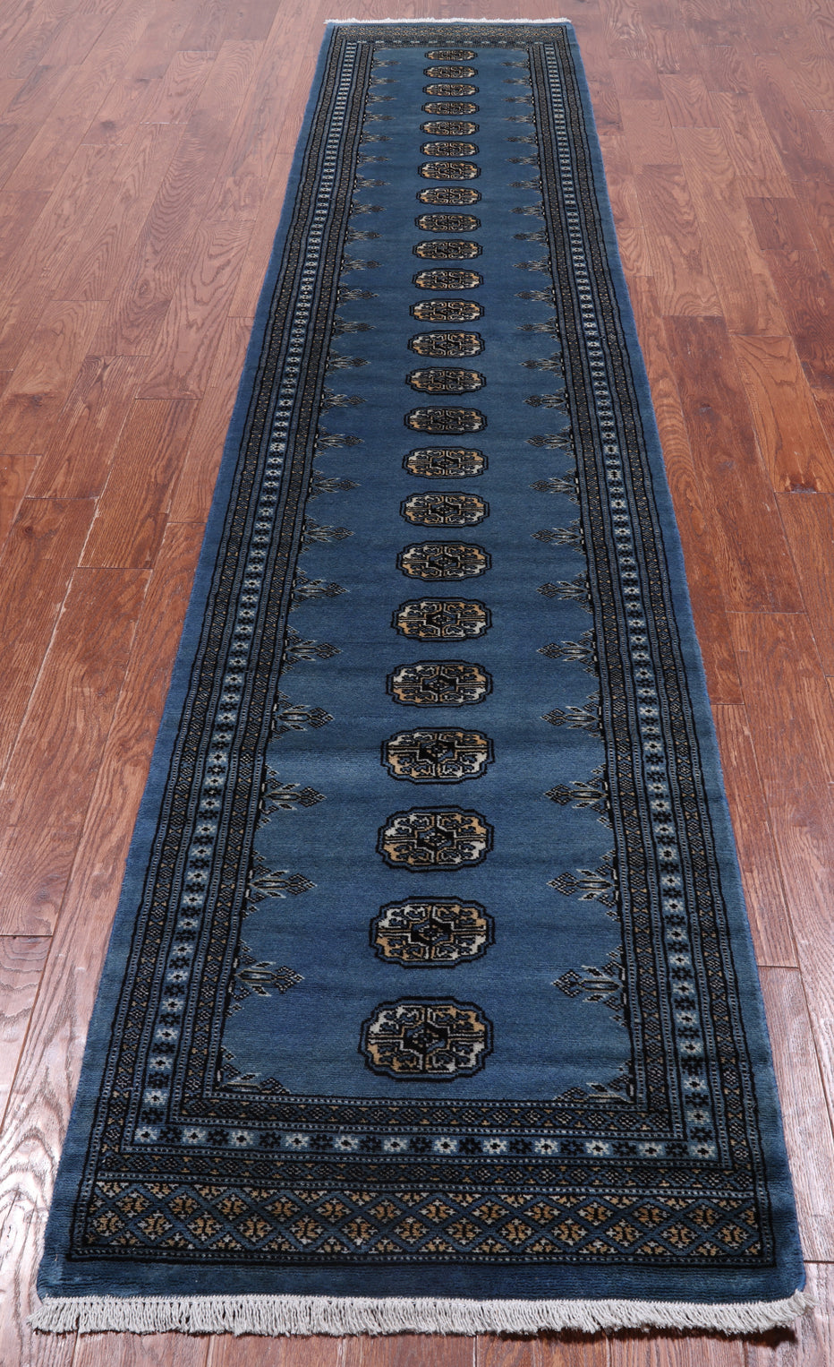 Blue Bokhara Handmade Wool Runner Rug - 2' 5" X 12' 5"