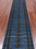 Blue Bokhara Handmade Wool Runner Rug - 2' 5" X 12' 5"