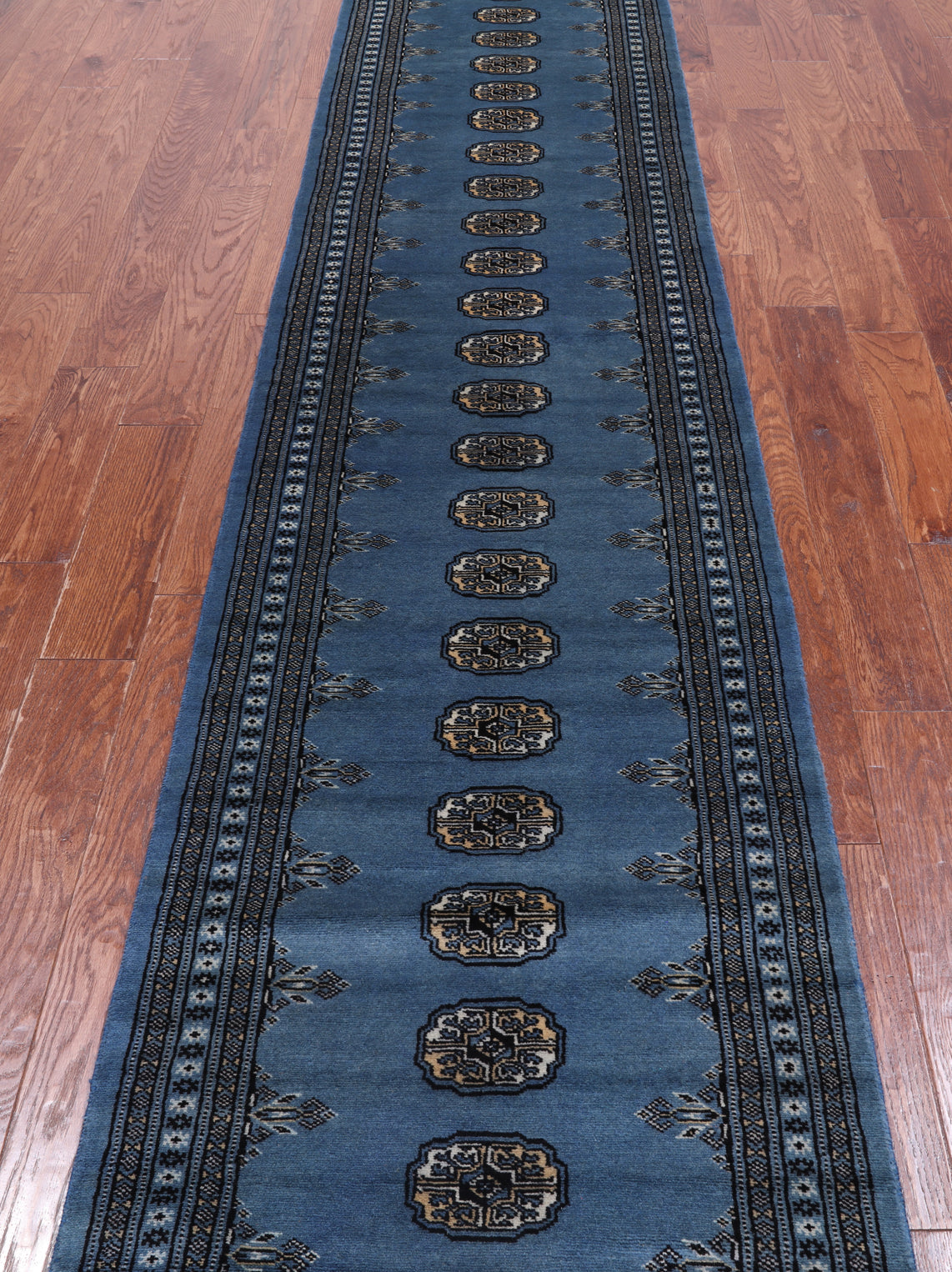 Blue Bokhara Handmade Wool Runner Rug - 2' 5" X 12' 5"