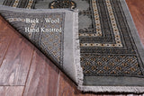 Grey Bokhara Hand Knotted Wool Runner Rug - 2' 7" X 12' 5"