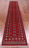 Red Bokhara Hand-Knotted Wool Runner Rug - 2' 6" X 13' 9"
