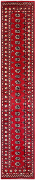 Red Bokhara Hand-Knotted Wool Runner Rug - 2' 6" X 13' 9"