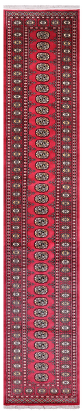 Pink Bokhara Hand Knotted Wool Runner Rug - 2' 6" X 13' 8"