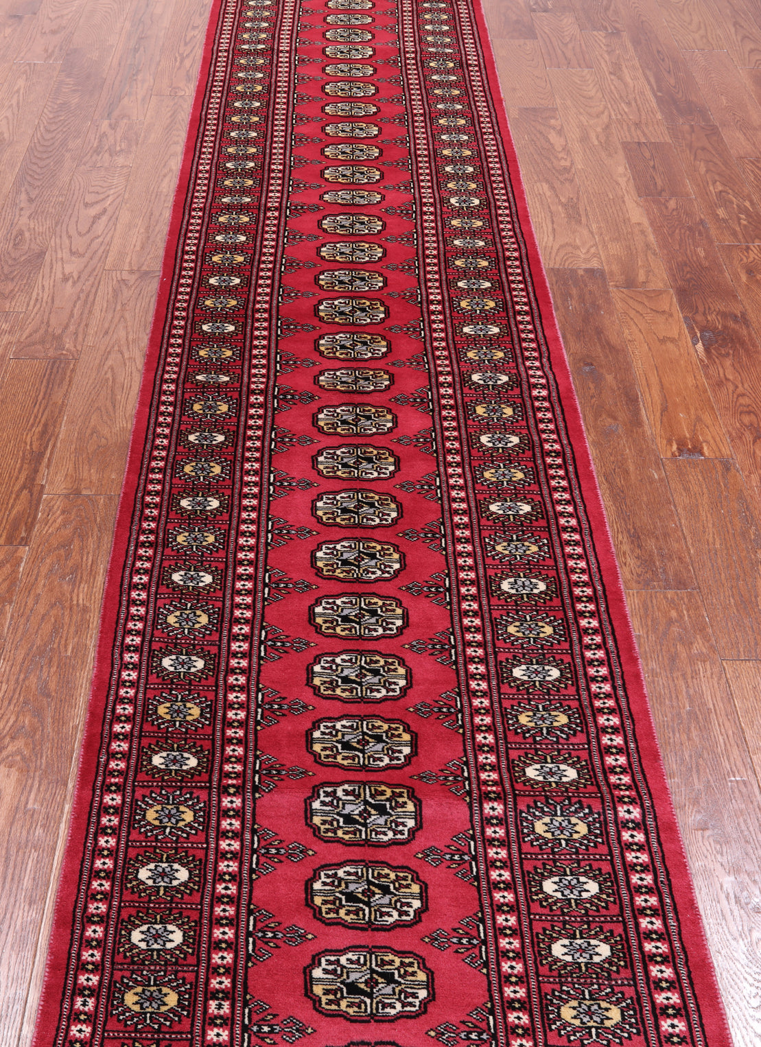 Pink Bokhara Hand Knotted Wool Runner Rug - 2' 6" X 13' 8"