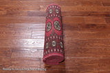 Pink Bokhara Hand Knotted Wool Runner Rug - 2' 6" X 13' 8"