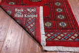 Red Bokhara Handmade Wool Runner Rug - 2' 6" X 14' 5"
