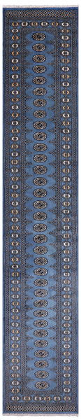 Blue Bokhara Hand Knotted Wool Runner Rug - 2' 8" X 14' 6"