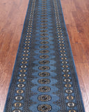 Blue Bokhara Hand Knotted Wool Runner Rug - 2' 8" X 14' 6"
