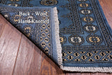 Blue Bokhara Hand Knotted Wool Runner Rug - 2' 8" X 14' 6"