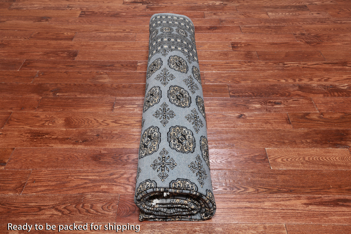 Blue Bokhara Hand Knotted Wool Rug - 9' 2" X 12' 4"