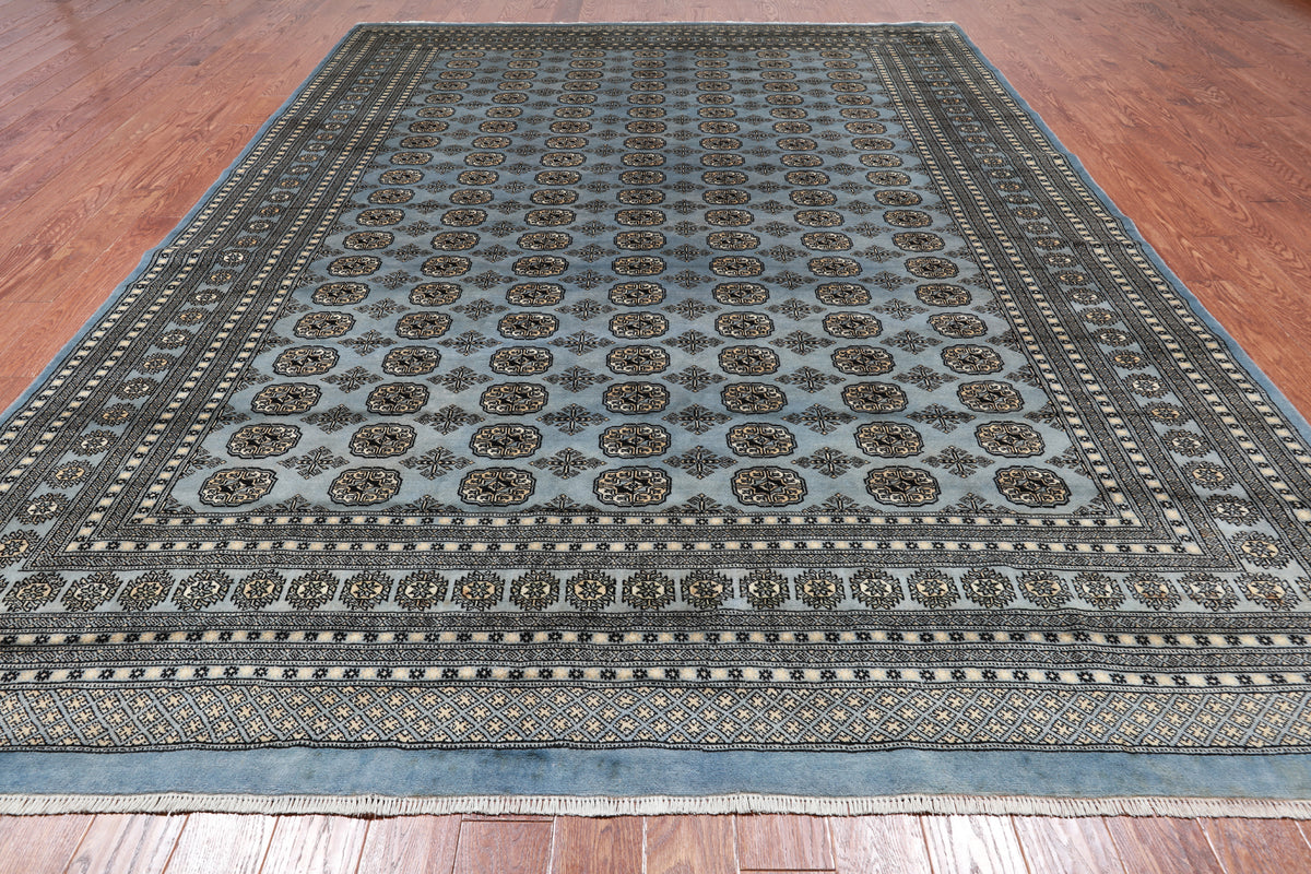Blue Bokhara Hand Knotted Wool Rug - 9' 2" X 12' 4"