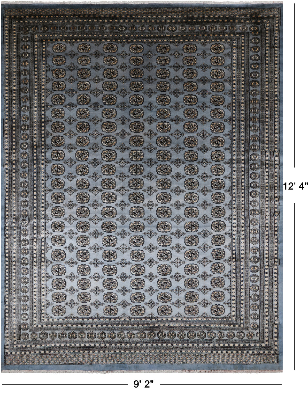 Blue Bokhara Hand Knotted Wool Rug - 9' 2" X 12' 4"