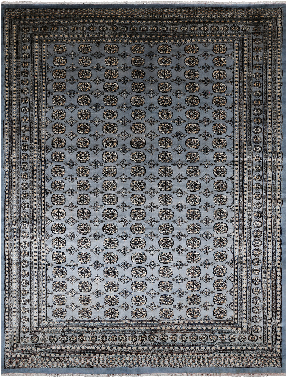 Blue Bokhara Hand Knotted Wool Rug - 9' 2" X 12' 4"